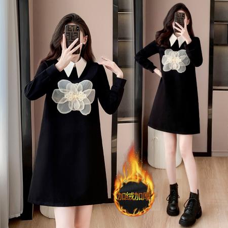 RM32076#高级感连衣裙 设计师新款花朵款卫衣裙
