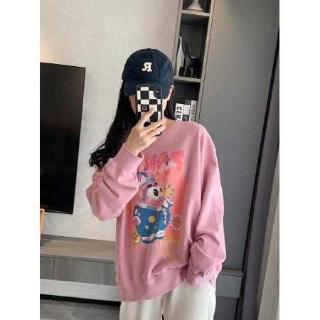 RM32093#华棉复合薄款310克/加绒410克 秋冬装卫衣女印花宽松大码