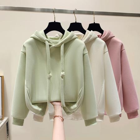 RM32184#新款简约休闲套头纯色常规连帽卫衣