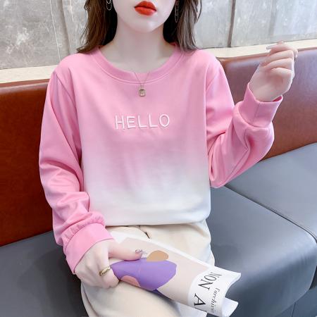 RM32205#新款渐变色字母刺绣圆领卫衣减龄洋气宽松显瘦时尚长袖卫衣