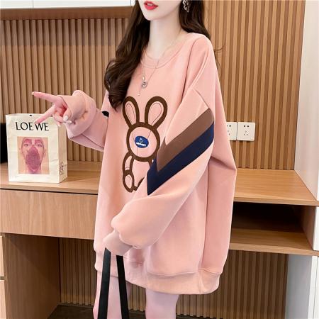 RM32338#设计感卡通刺绣圆领卫衣女