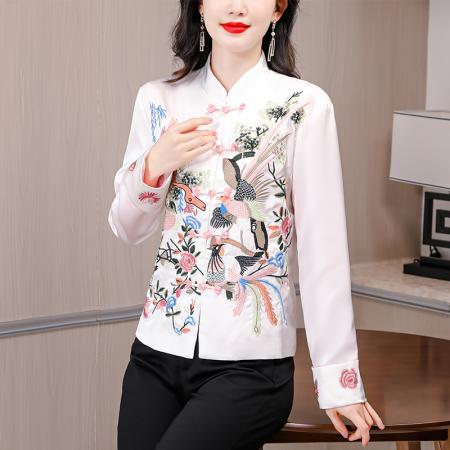 RM32411#中式绣花上衣女短款复古小外套唐装女中国风旗袍民族服装上装