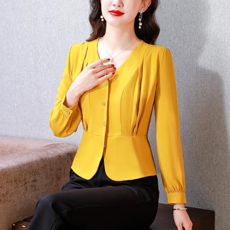 RM32416#真丝衬衫女长袖 新款时尚收腰显瘦缎面气质桑蚕丝上衣