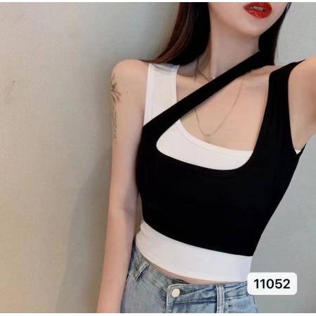 RY2675#假两件运动背心吊带女夏设计感小众辣妹内搭上衣