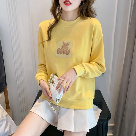 RM32438#小熊柠茶设计印花卫衣女2024早春新款薄款长袖外套上衣秋装