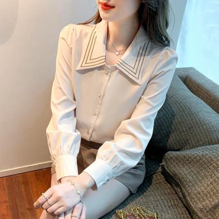 RM32439#雪纺衬衫女春装2024年新款潮时尚小衫上衣长袖春季衬衣