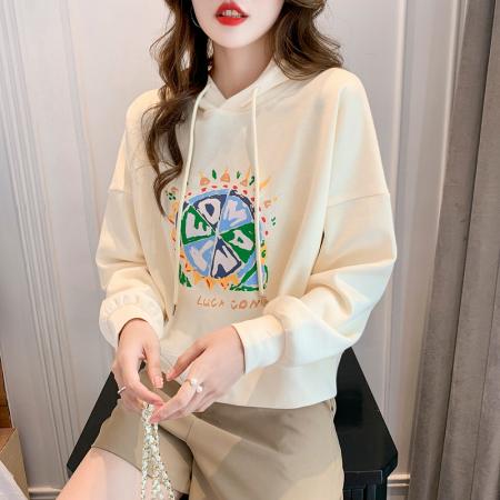 RM32440#设计感小众连帽卫衣女春季薄款新款chic早春别致上衣