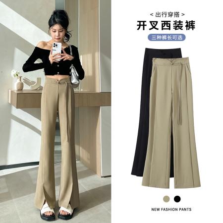RM32549#新款高腰直筒垂感休闲宽松显瘦西装阔腿拖地长裤