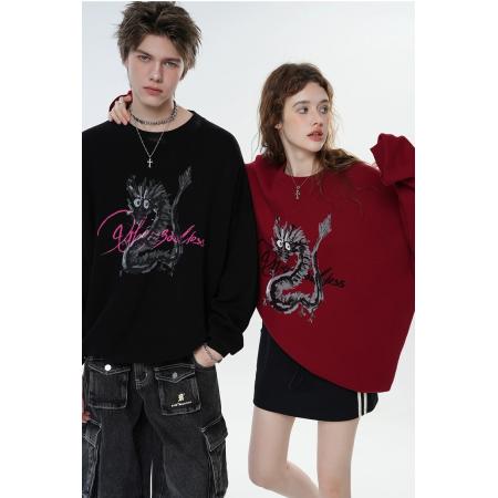 RM32599#呆呆龙慵懒风毛衣女秋冬潮重磅软糯套头针织衫男情侣外套