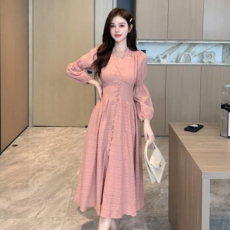 RM32606#新款法式复古连衣裙绝美长袖仙女裙气质礼服修身长裙子