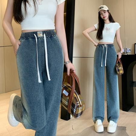 RM32610#渐变牛仔裤女 春夏新款百搭时尚高腰韩版休闲宽松型阔腿裤