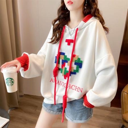 RM32616#鱼鳞 连帽卫衣女宽松 新款设计感小众薄款高级