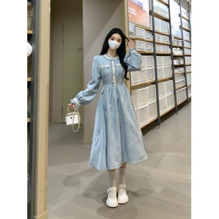 RM32622#大码女装 新款法式气质名媛小香风加厚粗妮高级感长袖连衣裙