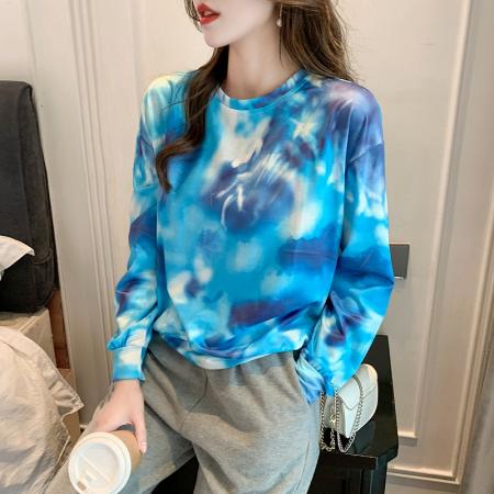 RM32646#新款扎染卫衣秋季韩版宽松短款外套上衣ins潮女薄款