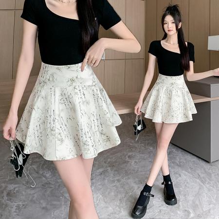 RM32655#新款中式国风百搭A字裙半身裙时尚大摆裙修身短裙子女