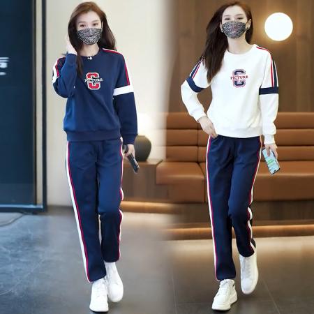 RM32686#刺绣卫衣卫裤女套装2024春秋新款时尚炸街气质休闲运动两件套