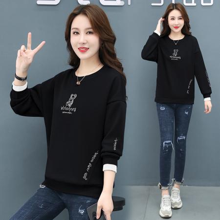 RM32688#圆领卫衣女春秋季2024新款外穿休闲运动短款上衣时尚宽松外套爆款