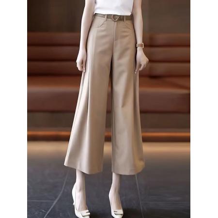 RY2680#九分阔腿裤子女夏季新款白色高腰宽松甩裤小个子休闲西装女裤