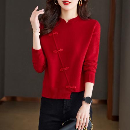 RM32702#红色毛衣女过年衣服内搭上衣秋冬2023新款2024新年龙年爆款打底衫