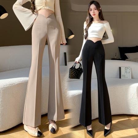 RM32804#微喇裤女2024春夏新款韩版时尚垂感喇叭裤 高腰百搭显瘦休闲长裤