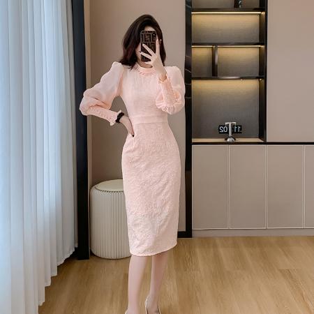 RM32854#新款法式女神款气质中长款高级感包臀打底连衣裙