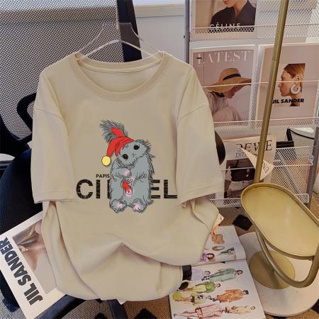 RM32936# 100%棉200g精梳纯棉大码 夏季短袖t恤女学院风宽松韩版