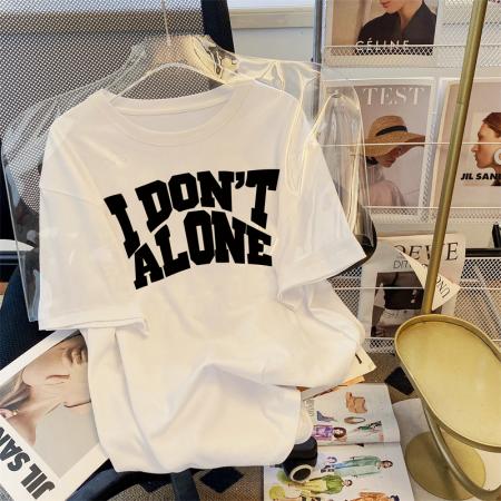 RM32938#100%棉200g精梳纯棉大码 夏季短袖t恤女学院风宽松韩版