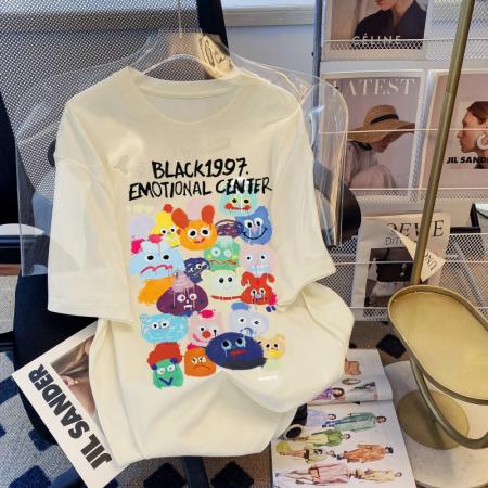 RM32946#S-3XL 100%棉200g精梳纯棉大码 夏季短袖t恤女学院风宽松韩版