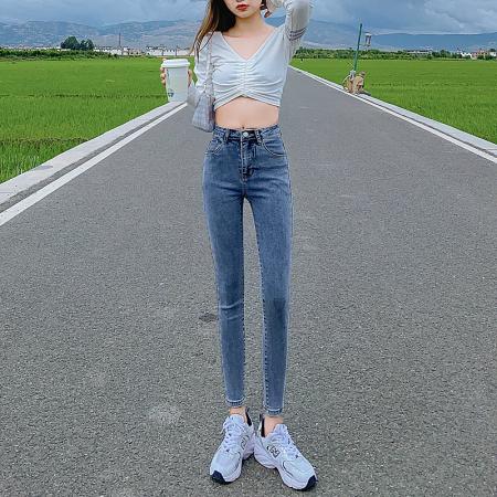 RM33011#新款高弹力牛仔裤女紧身长裤九分小脚铅笔裤子