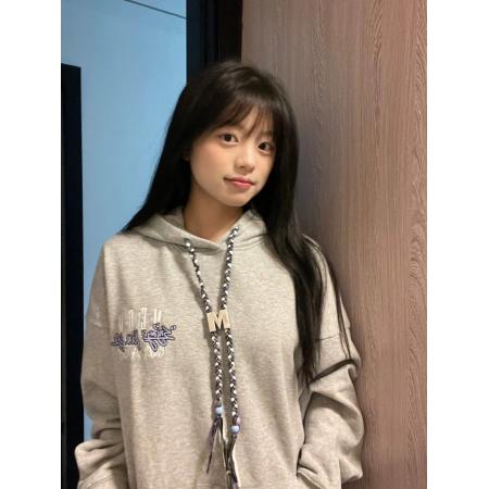 RM33042#刺绣字母连帽长袖加绒加厚卫衣外套