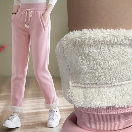RM33062#新羊羔绒裤子女秋冬加厚保暖外穿高腰棉裤运动裤宽松休闲卫裤
