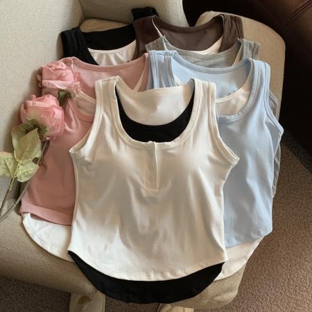 RM33098#时尚辣妹假两件背心吊带