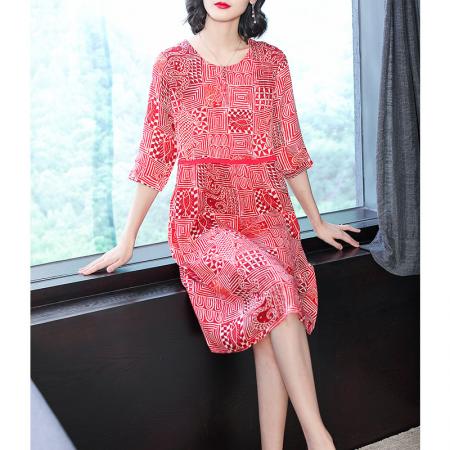 RM33103#杭州反季真丝桑蚕丝连衣裙女2024新款夏大牌高贵气质修身时尚