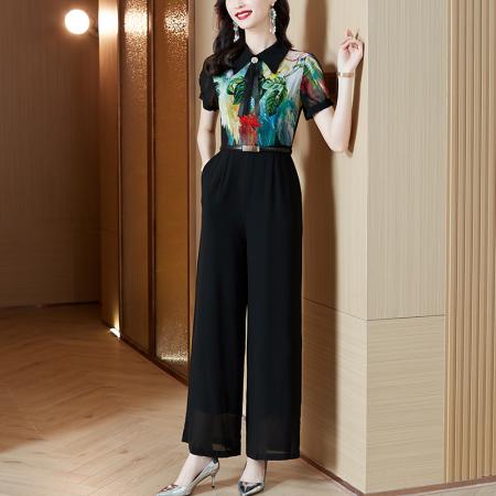 RM33105#连体裤女夏长款2024气质别致高级感阔腿连衣裤时尚套装