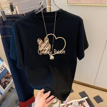 RM33181#新款休闲字母印花简约宽松百搭短袖T恤女上衣