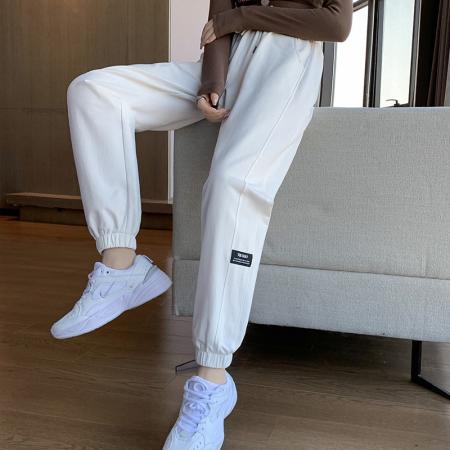 RM33198#运动裤女 卫裤宽松束脚长裤灰色大码休闲裤学生跑步体育裤