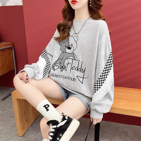 RM33209#鱼鳞后包领卫衣女新款春秋大码设计感日韩宽松上衣