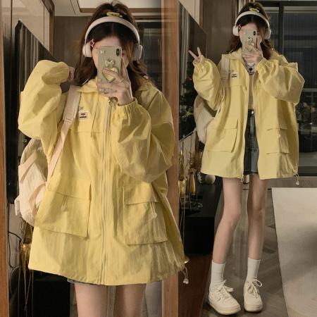 RM33269#多巴胺冲锋衣外套女 新款甜美学院小个子猫耳朵上衣