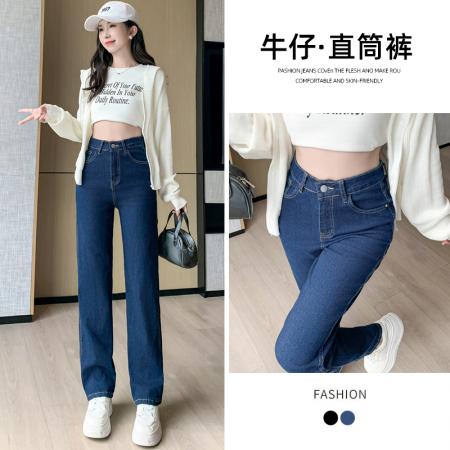 RM33289#新款梨形身材胖mm大码女装弹力直筒牛仔裤显瘦高腰长裤子
