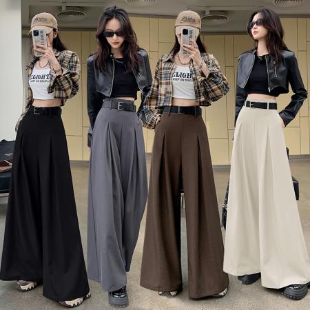 RM33332#西装阔腿裤女2024春季新款高腰显瘦垂感百搭直筒拖地休闲长裤