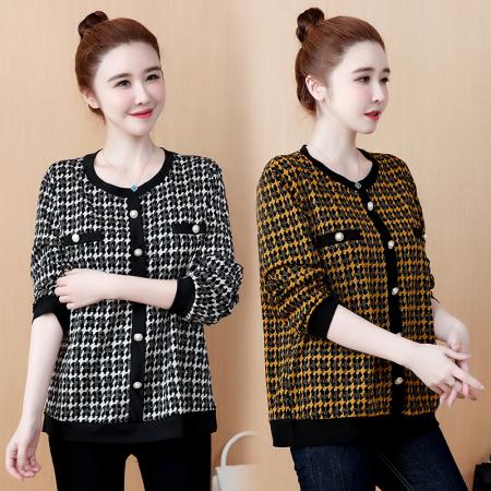 RM33347#高端针织上衣女小香风2024春秋季新款宽松遮肚洋气妈妈打底衫