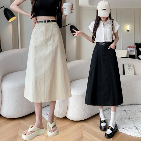 RM33356#新款复古半身裙女高腰显瘦气质中长裙休闲A字裙