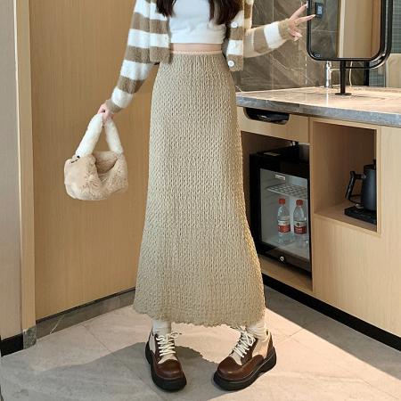 RM33357#新款秋冬高腰包臀a字针织中长款半身裙一步裙鱼尾裙中腰简约