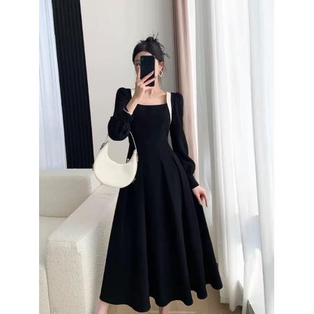 RM33428#茶歇法式方领赫本风大码连衣裙女春装高级感小众气质名媛高端裙子