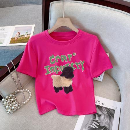 RM33431#92%棉 8%氨纶 短袖T恤女修身