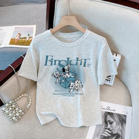 RM33433#92%棉 8%氨纶 短袖T恤女修身