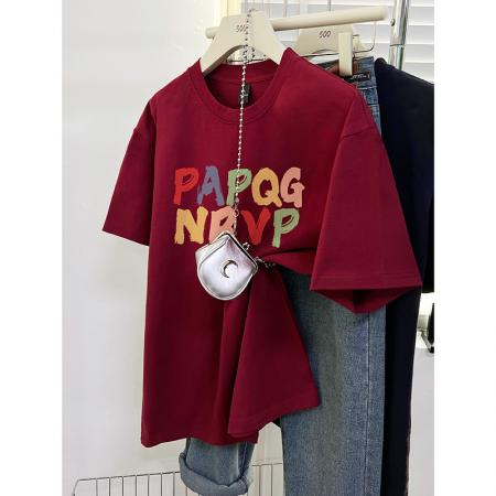 RM33456#后包条 春新款纯棉大码短袖T恤