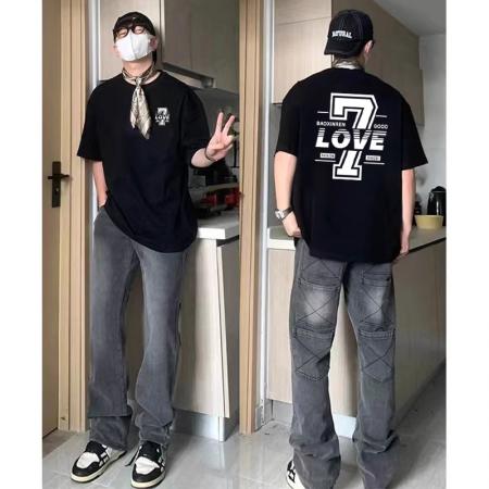 RM33458#后包条 春新款纯棉大码短袖T恤