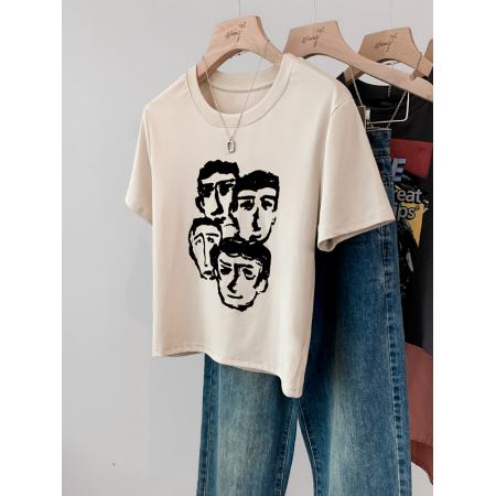 RM33526#新款实价92棉/8氨纶40支210g纯棉修身短款T恤女短袖上衣