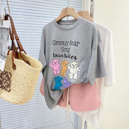 RM33529#纯棉包边领2024春夏季新款200克精梳棉休闲圆领纯棉短袖t恤